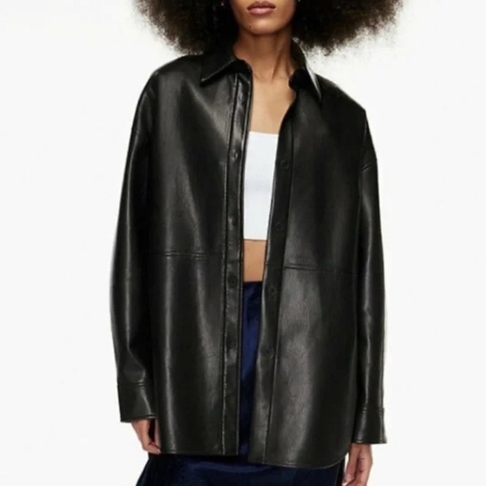 Babaton Faux Leather Shirt Jacket